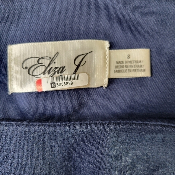 Eliza J Lace Overlay Dress Size 8 Blue Sleeveless Lightweight Scalloped Hem - Picture 7 of 12